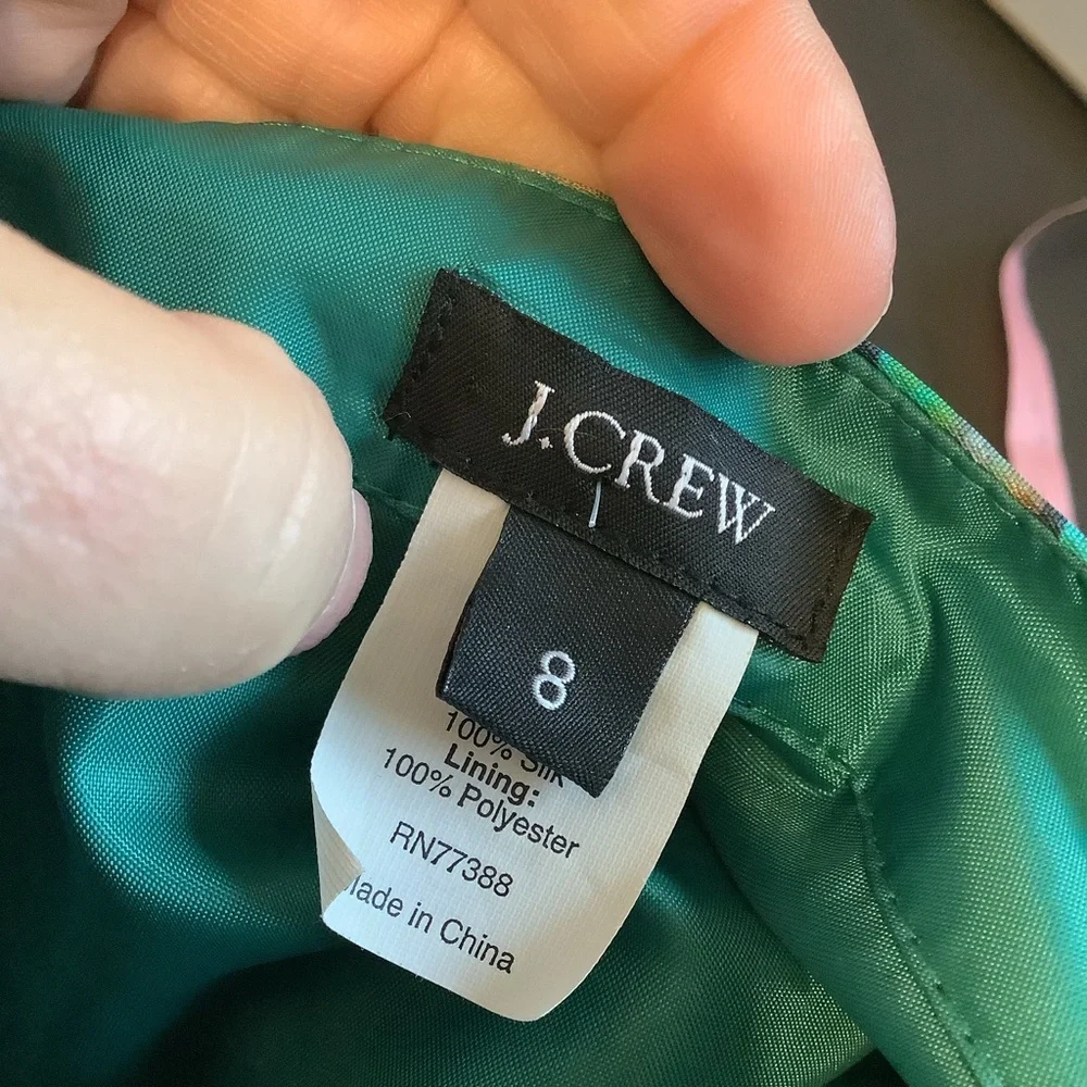 J. Crew Strapless Turquoise and Green Silk Dress - Picture 5 of 6